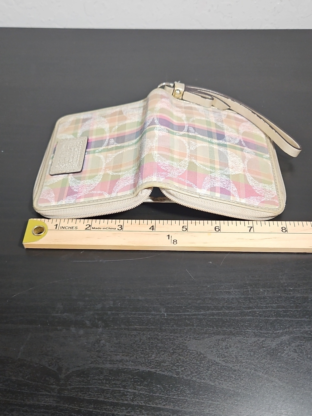 Coach Vintage Y2K Poppy Pastel Plaid Signature C Wristlet Wallet - Picture 14 of 16